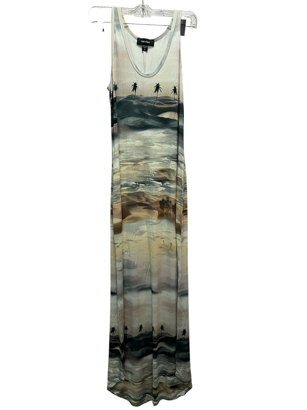 Karen Kane Palm-Print Maxi Tank Dress in Neutral Tones